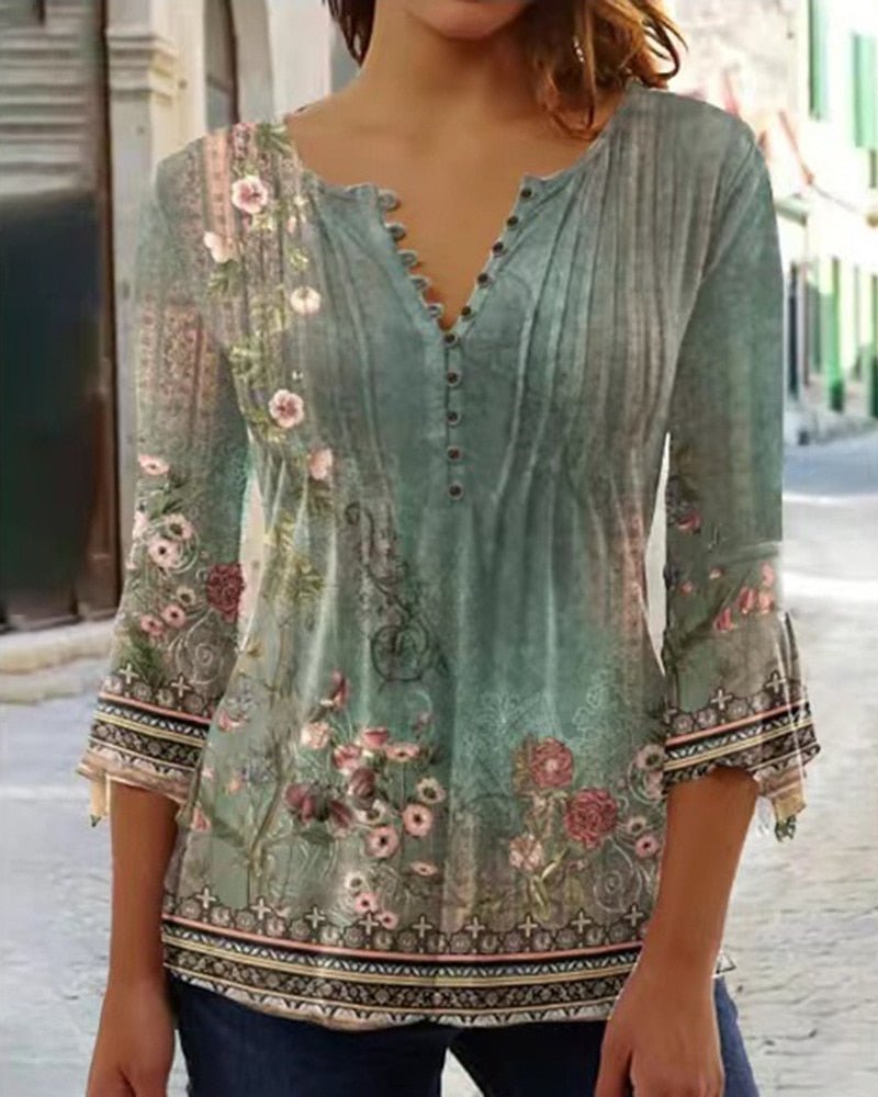 Chemise - Blanc Blouse™ - Elegante blouse - nawaara14:200001951#dark green flowers;5:100014064